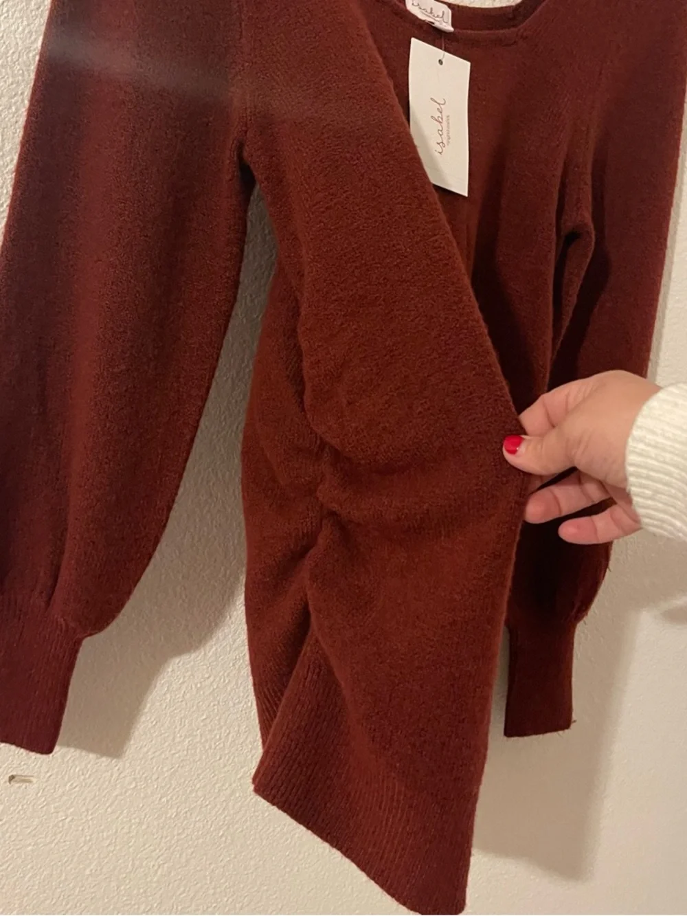INGRID & ISABEL Square Neck Burgundy Femme Maternity Sweater XS